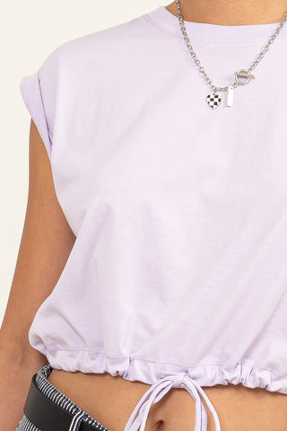 Hot Girl Drawstring Hem Crop Top In Lavender - Hot Girl Apparel