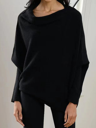 Hot Girl Boat Neck Batwing Long Sleeve Knit Top