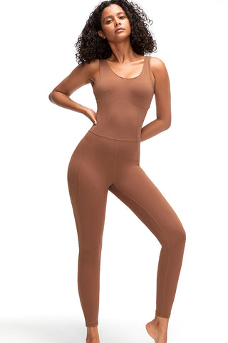 Hot Girl Like Skin Crisscross Back Active Jumpsuit