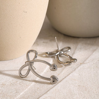 HGA Stainless Steel Bow Earrings