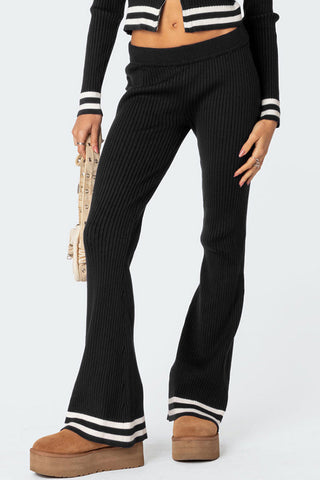 Hot Girl Nikki Contrast Stripe Zip Up Long Sleeve Top and Pants Two Piece Lounge Set