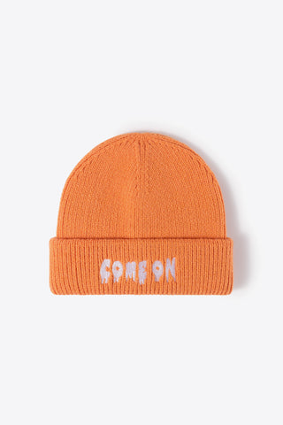 Hot Girl COME ON Embroidered Knit Beanie