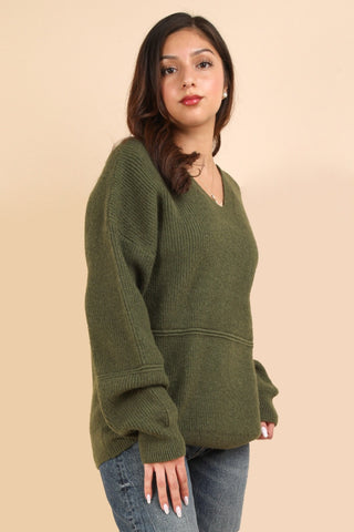 Hot Girl Like Home Seam Detail Cotton Hooded Sweater In Olive