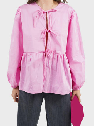 Hot Girl Bridget Bow Tied Long Sleeve Blouse