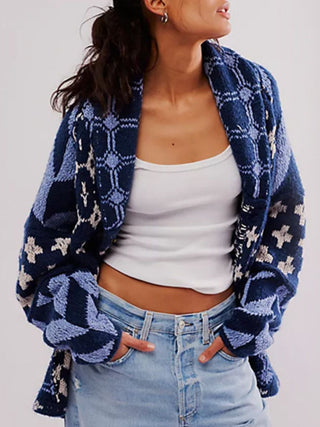 Hot Girl Geo Print Oversized Cardigan