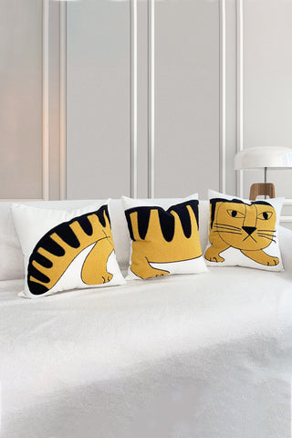 HGA Tiger 3-Pack Punch-Needle Embroidery Decorative Throw Pillow Cases - Hot Girl Apparel