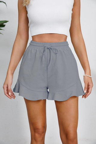 Hot Girl Drawstring Ruffle Hem Linen Shorts - Hot Girl Apparel