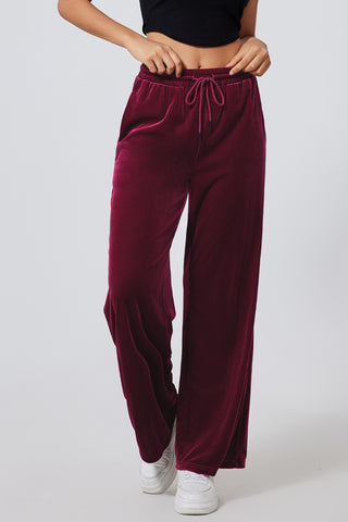 Hot Girl Velour Drawstring Wide Leg Sweatpants