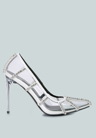 Hot Girl X London Rag Diamante Rhinestone Clear Stiletto Heel Pumps