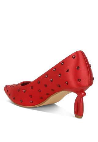 Hot Girl X London Rag Madhara Heart-Shaped Rhinestone Satin Pumps