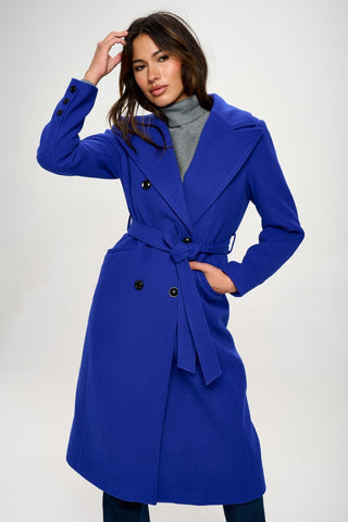 Hot Girl X Coalition LA Royalisse Double-Breasted Pea Coat In Blue