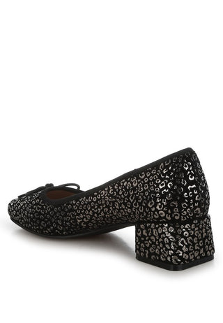 Hot Girl X London Rag Ningen Leopard Print Block Heel Ballerina Suede Loafers