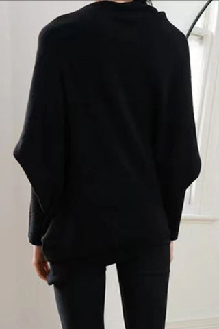 Hot Girl Boat Neck Batwing Long Sleeve Knit Top