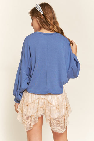 Hot Girl Hometown Terry Batwing Long Sleeve Top