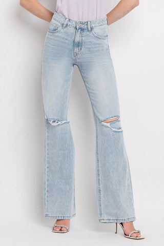 Hot Girl Vervet 90'S Vintage Super High Rise Flare Jeans In Light Wash - Hot Girl Apparel