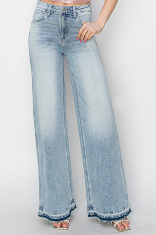 Hot Girl Risen Full Size High Rise Wide Leg Jeans In Light Wash