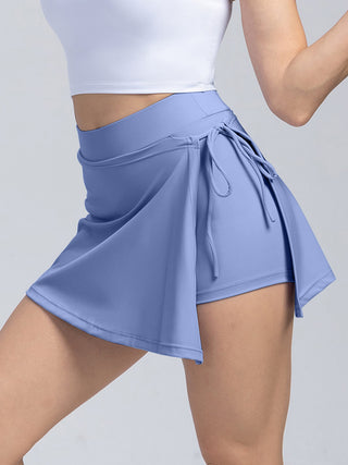 Hot Girl Tied High Waist Active Skort with Pockets