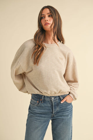 Hot Girl MABLE Malibu Vintage Embroidered Crop Sweatshirt In Beige