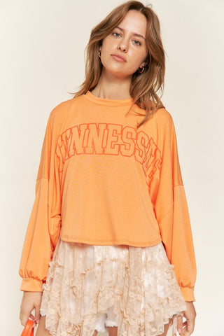 Hot Girl Hometown Terry Batwing Long Sleeve Top