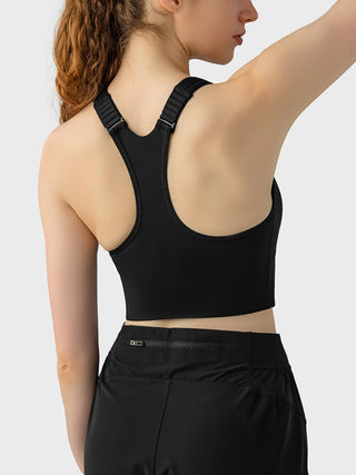 Hot Girl STRETCH Racerback Front Zip Sport Bra