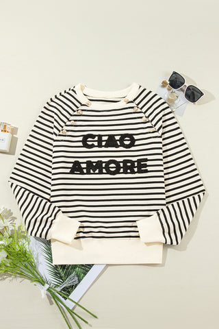 Hot Girl Ciao Amore Striped Long Sleeve Sweatshirt