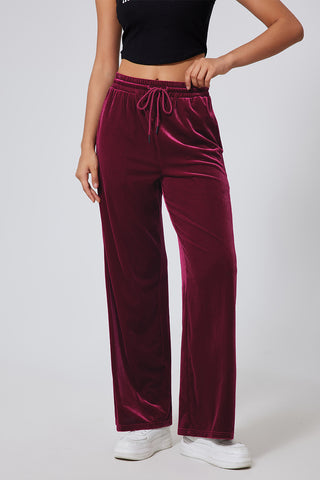 Hot Girl Velour Drawstring Wide Leg Sweatpants