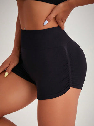 Hot Girl High Waist Active Shorts In Black