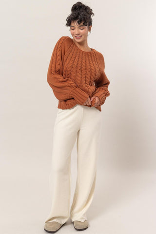 Hot Girl HYFVE Cable-Knit Raglan Sleeve Sweater In Rust