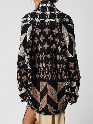 Hot Girl Geo Print Oversized Cardigan