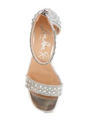 Hot Girl X London Rag Cady Rhinestone Block Sandals