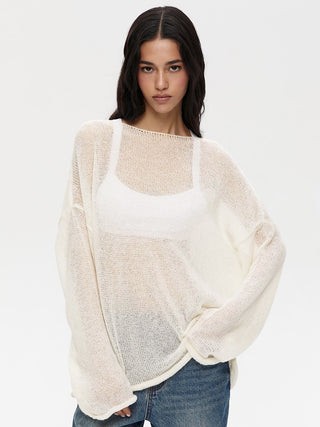 Hot Girl Shalene Sheer Long Sleeve Knit Top