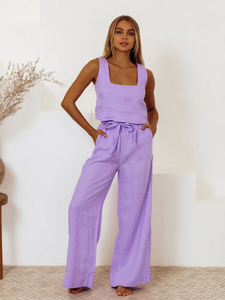 Hot Girl Cameron Cotton Square Neck Tank Top and Pants Set