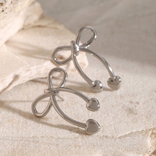 HGA Stainless Steel Bow Earrings