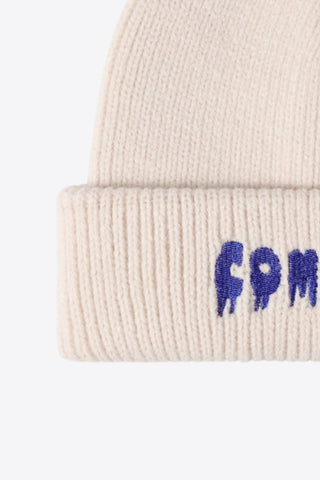 Hot Girl COME ON Embroidered Knit Beanie