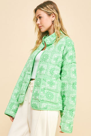 Hot Girl X Davi & Dani Vintage Paisley Open Front Jacket In Lime