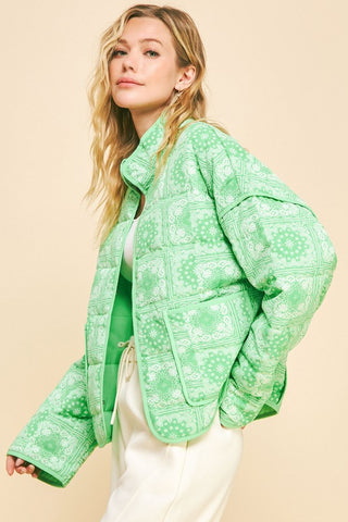 Hot Girl X Davi & Dani Vintage Paisley Open Front Jacket In Lime