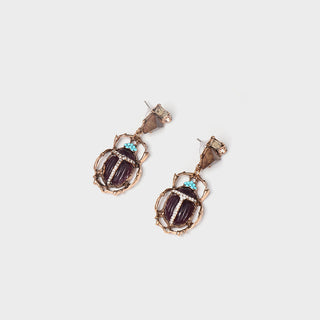 HGA Beetle Shape Rhinestone Dangle Earrings