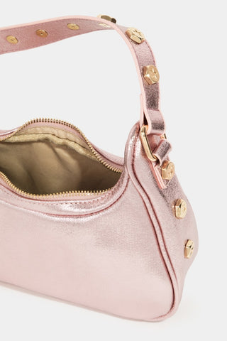 Hot Girl Fame Star Button Trim Metallic Crossbody Bag In Pink