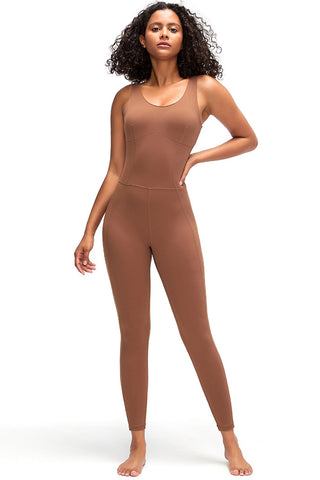 Hot Girl Like Skin Crisscross Back Active Jumpsuit