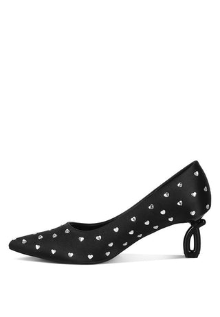 Hot Girl X London Rag Madhara Heart-Shaped Rhinestone Satin Pumps