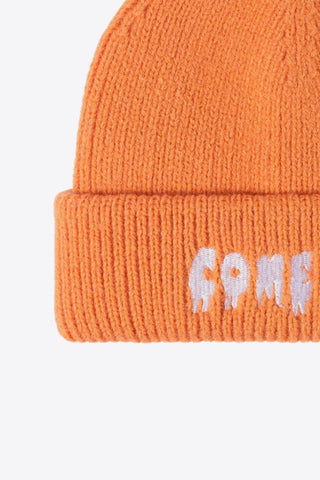 Hot Girl COME ON Embroidered Knit Beanie