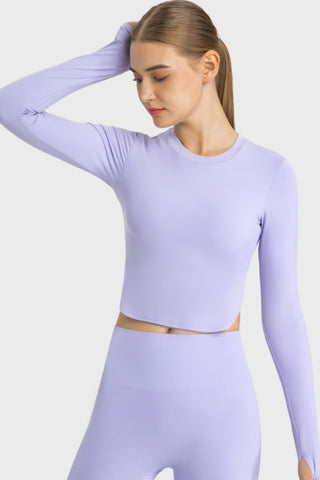 Hot Girl STRETCH Side Slit Long Sleeve Active Crop Top - Hot Girl Apparel