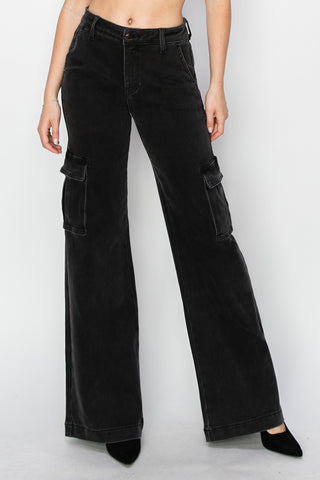 Hot Girl Risen High Rise Wide Leg Cargo Jeans In Black