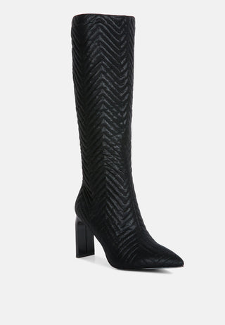 Hot Girl X London Rag Quilted Italian Block Heel Calf Boots