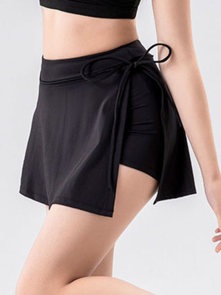 Hot Girl Tied High Waist Active Skort with Pockets