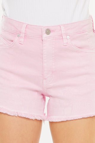 Hot Girl X Kancan Raw Hem High Waist Denim Shorts In Pink