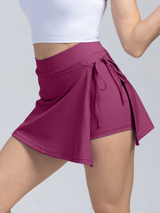 Hot Girl Tied High Waist Active Skort with Pockets