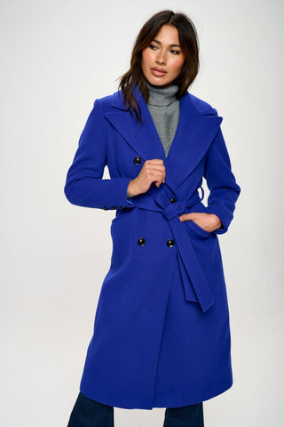 Hot Girl X Coalition LA Royalisse Double-Breasted Pea Coat In Blue