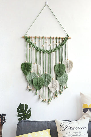 HGA Macrame Leaf Fringe Wall Hanging - Hot Girl Apparel