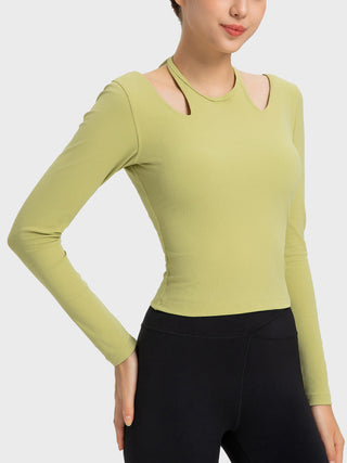 Hot Girl STRETCH Halter Neck Long Sleeve Active Top - Hot Girl Apparel